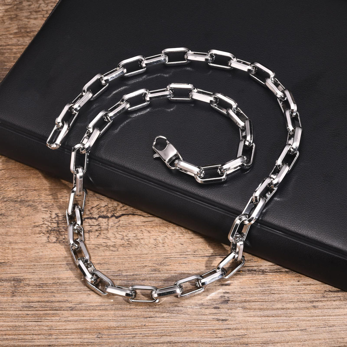 Steel Hip Hop Stainless Steel Rectangle Chain Thick Necklace Men's