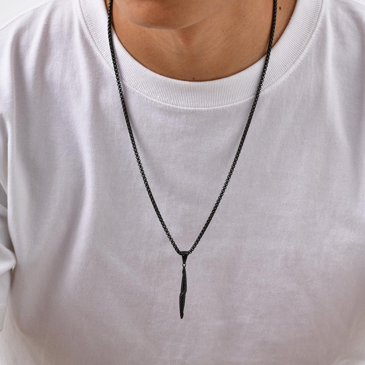 Planderful Black Stainless Steel Hammer Strip Pendant For Men