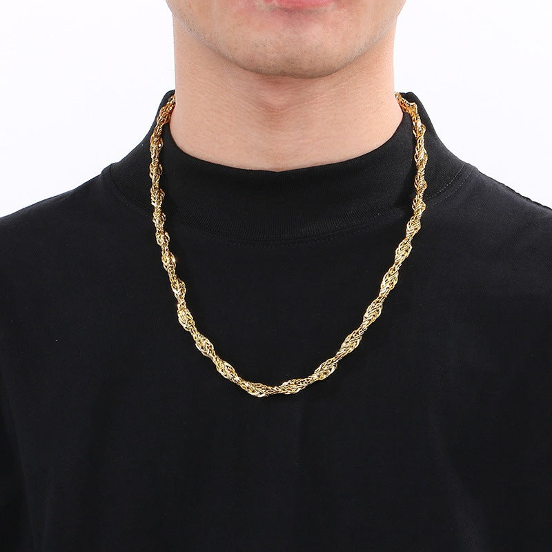 Hip-Hop Design Buckle Twist Cord Chain Men's Stainless Steel Twisted Chain Accessory For Necklace