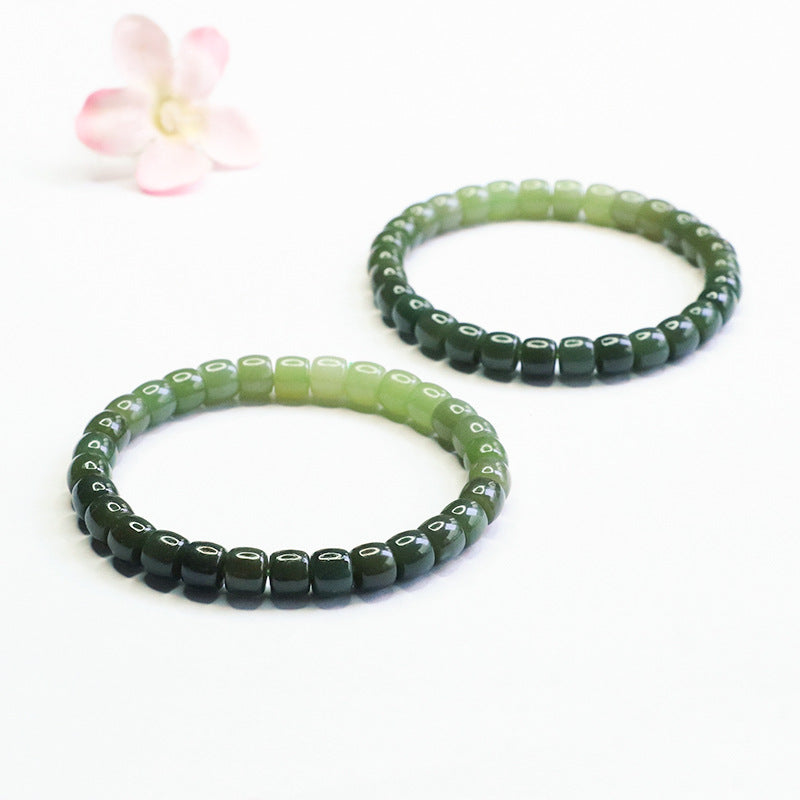 Gradient Hetian Jade Straight-Cut Bracelet