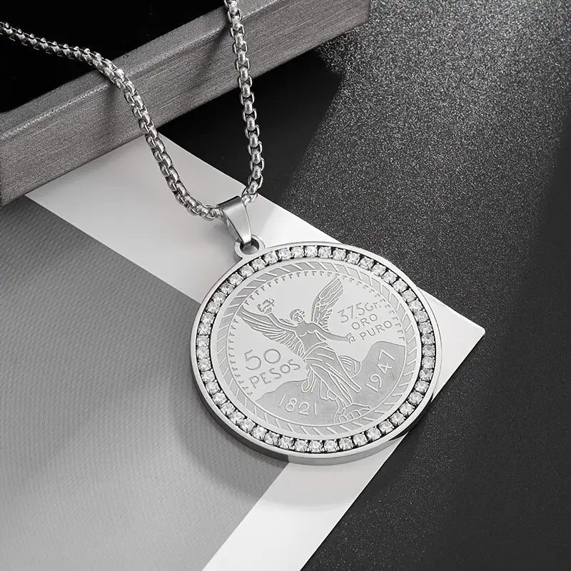 1. Planderful Everyday Genie Titanium Steel Coin Pendant Necklace Unisex Hip Hop Style Gift Idea