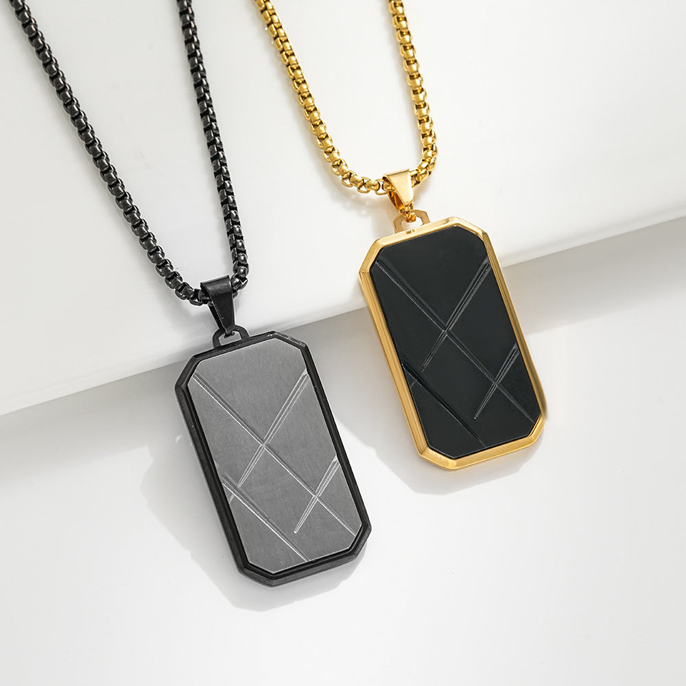 Planderful Military Pendant Necklace Titanium Steel Octagonal Cut For Men Durable European American Design