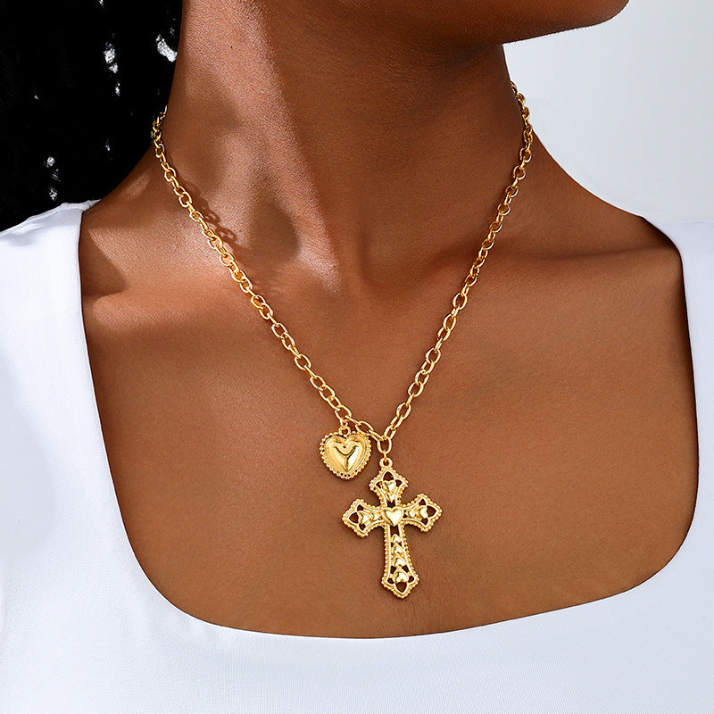 Planderful Vienna Verve Necklace – Retro Metal Cross Love Pendant