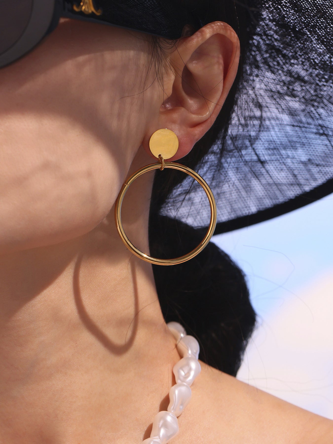 Planderful 18K Gold Plated Circle Earrings For Women