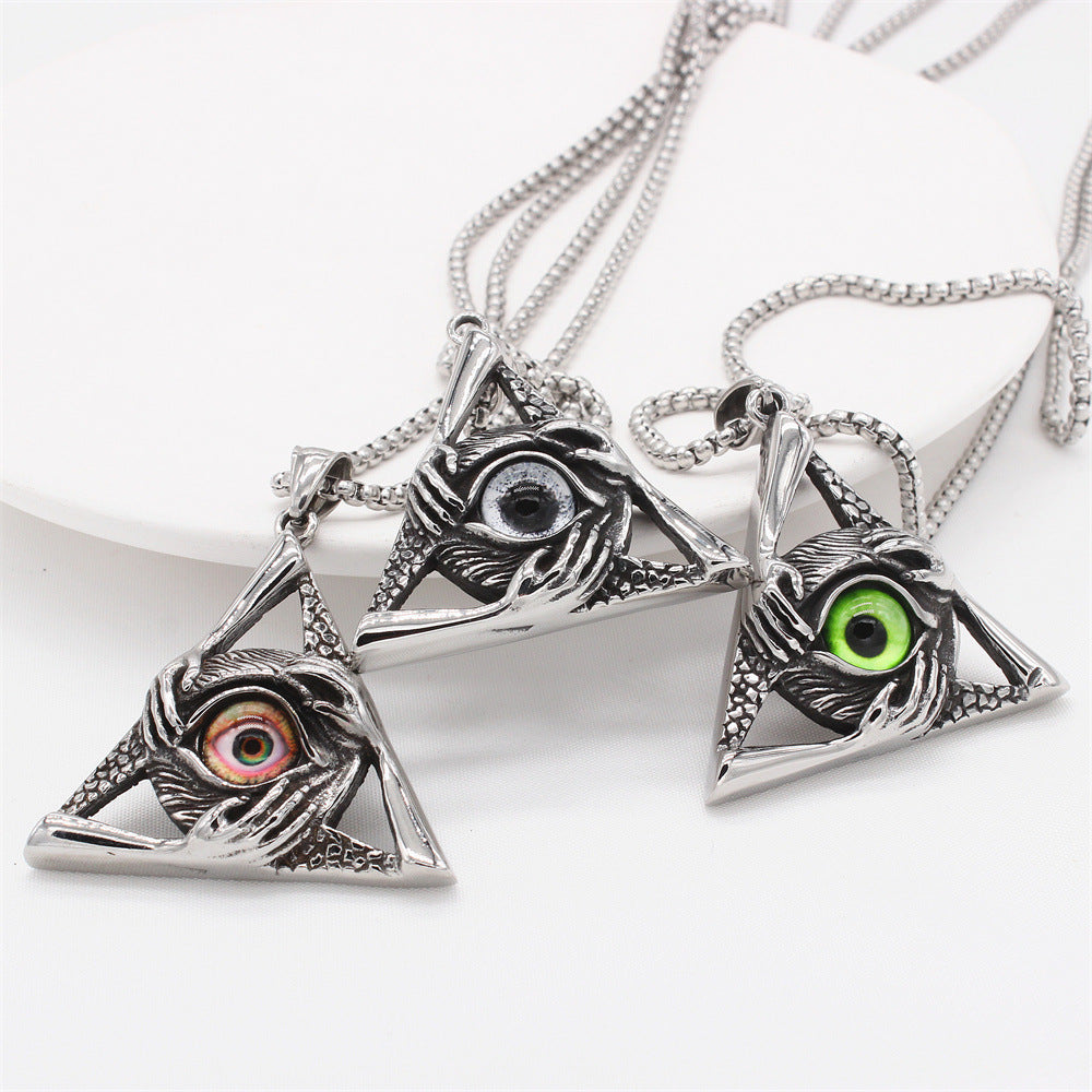 All Seeing Eye Freemason Pyramid Pendant Titanium Steel Durable Unisex Necklace By Planderful For Men And Style Seekers