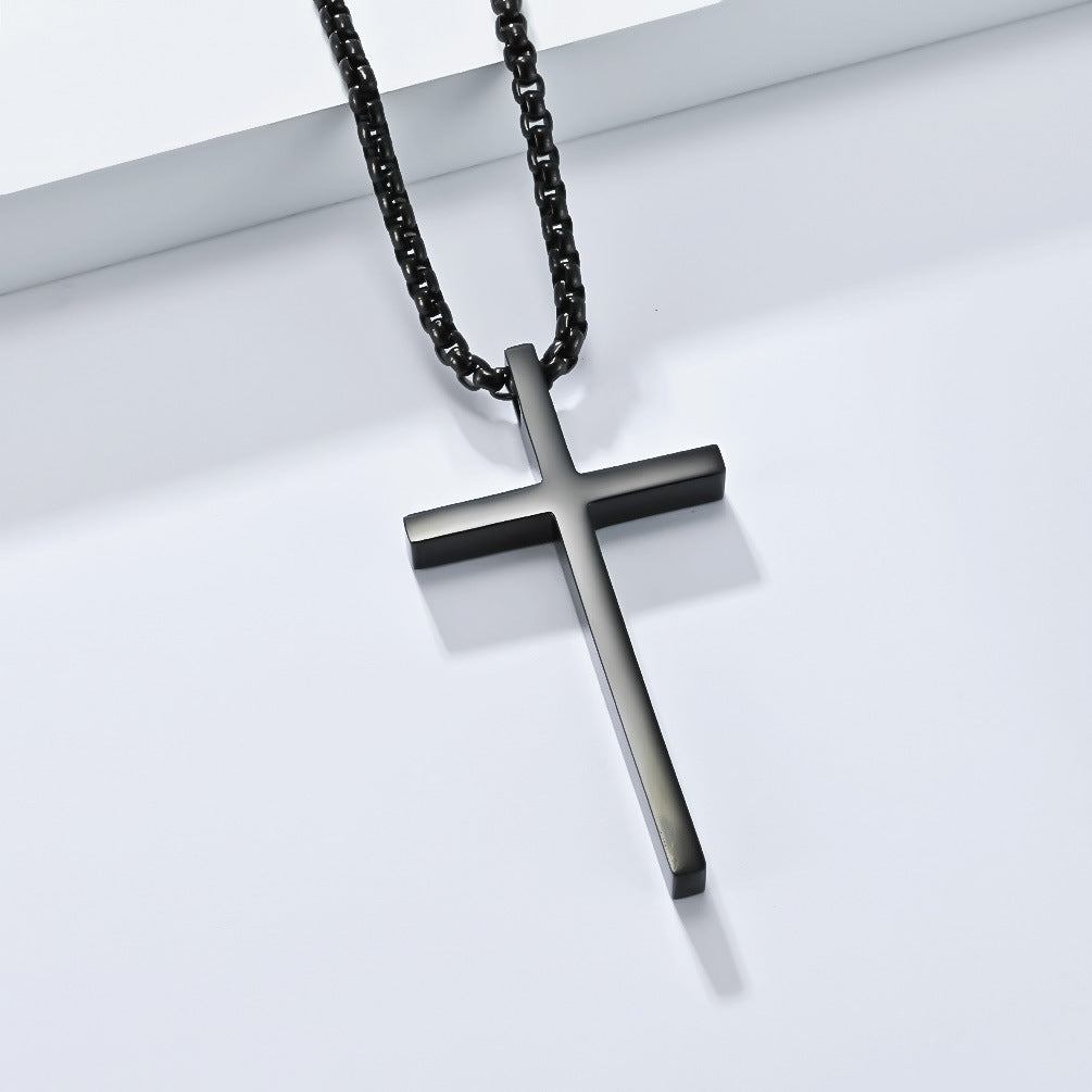 Steel Necklace - Minimalist Unisex Cross Pendant