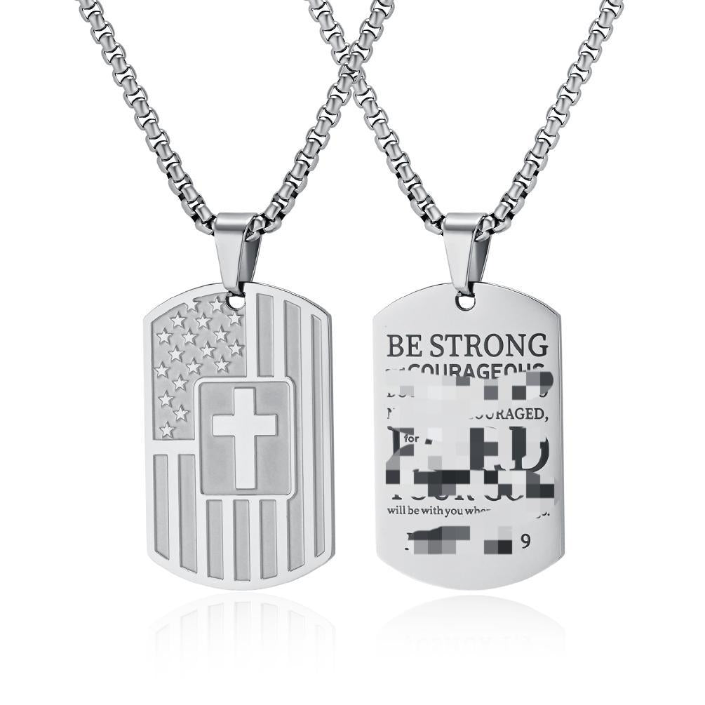 Cross & Flag Dog Tag Pendant — Two Styles