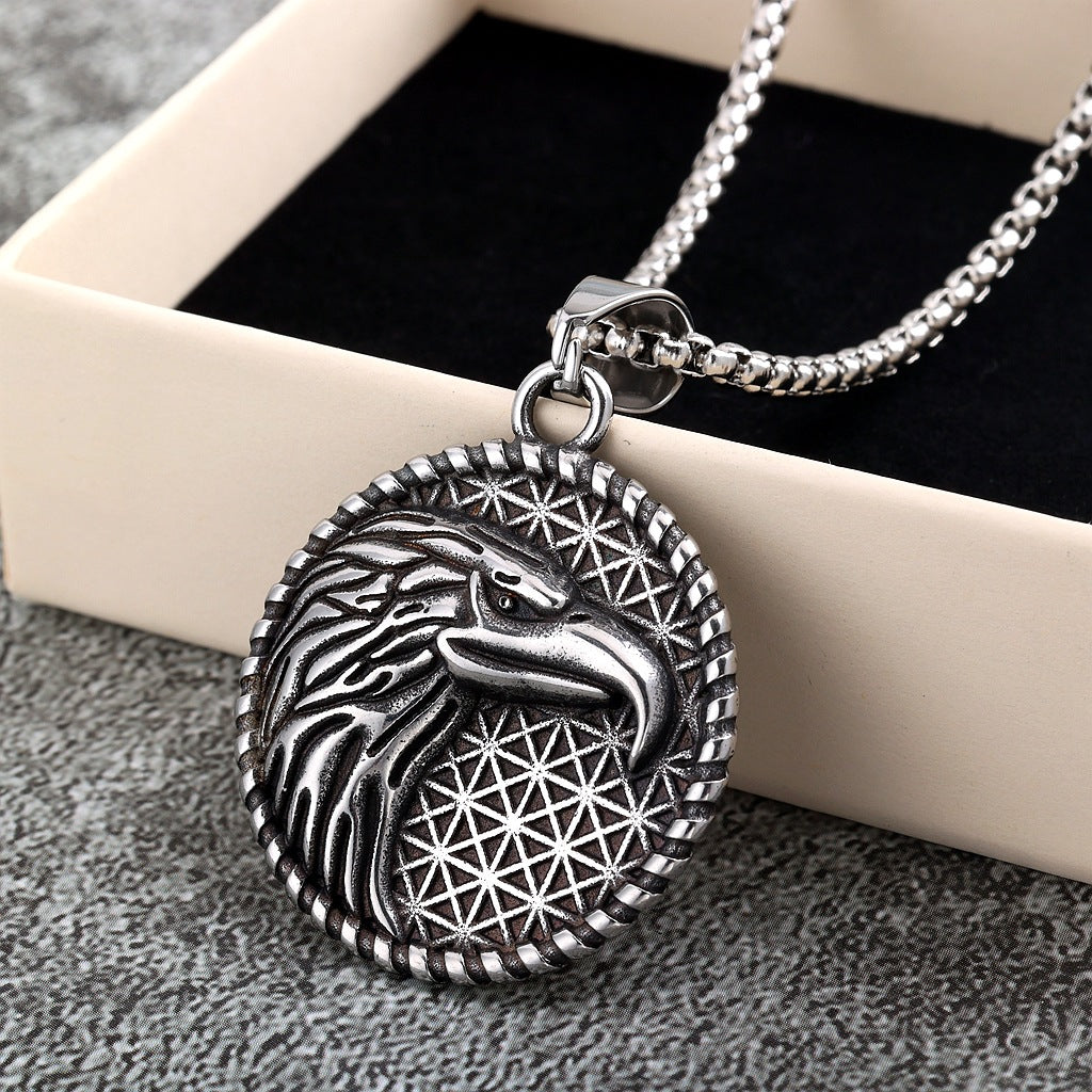 Vintage Eagle Stainless Steel Men's Pendant Necklace