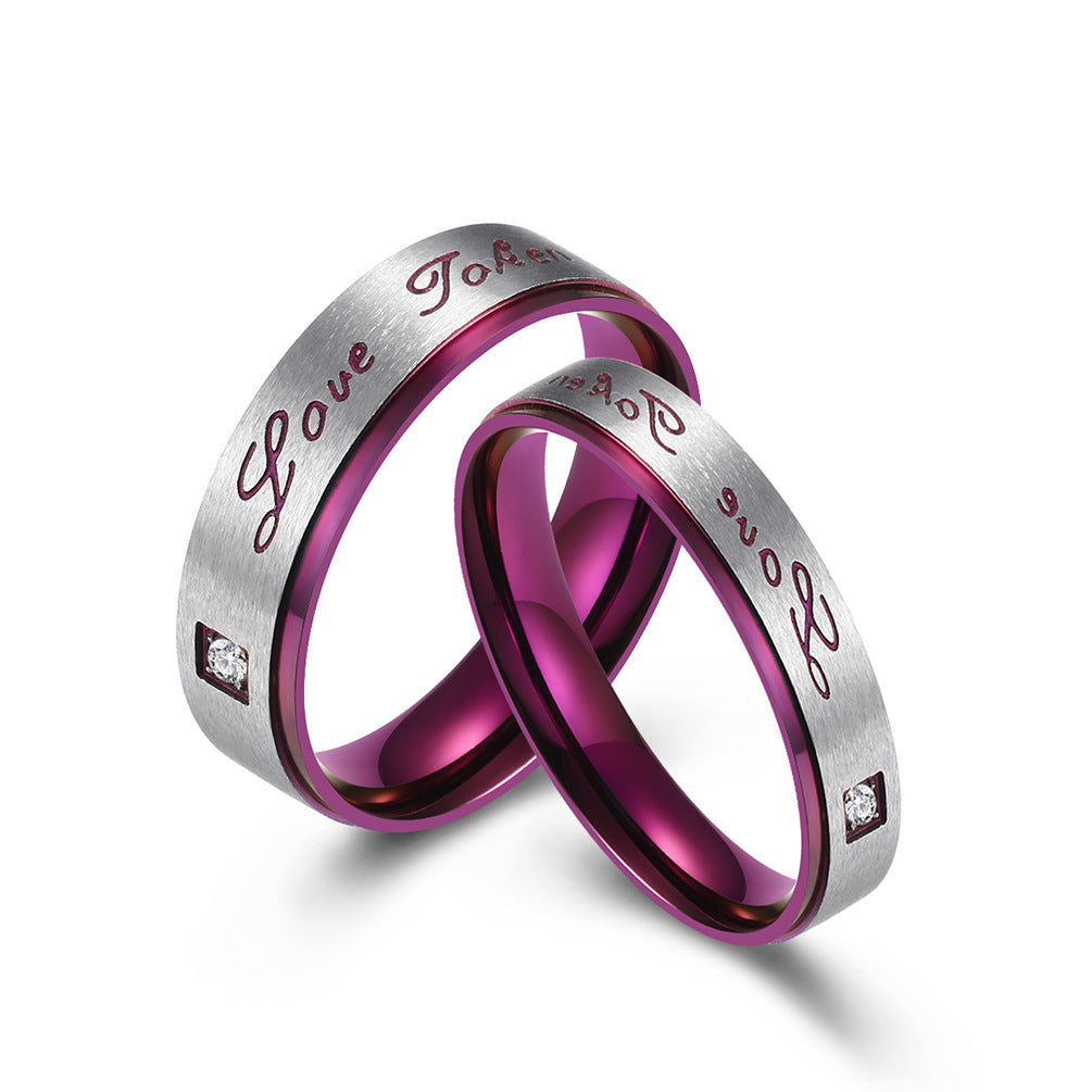 Japanese And Korean Style Purple Forever Love Couple Ring