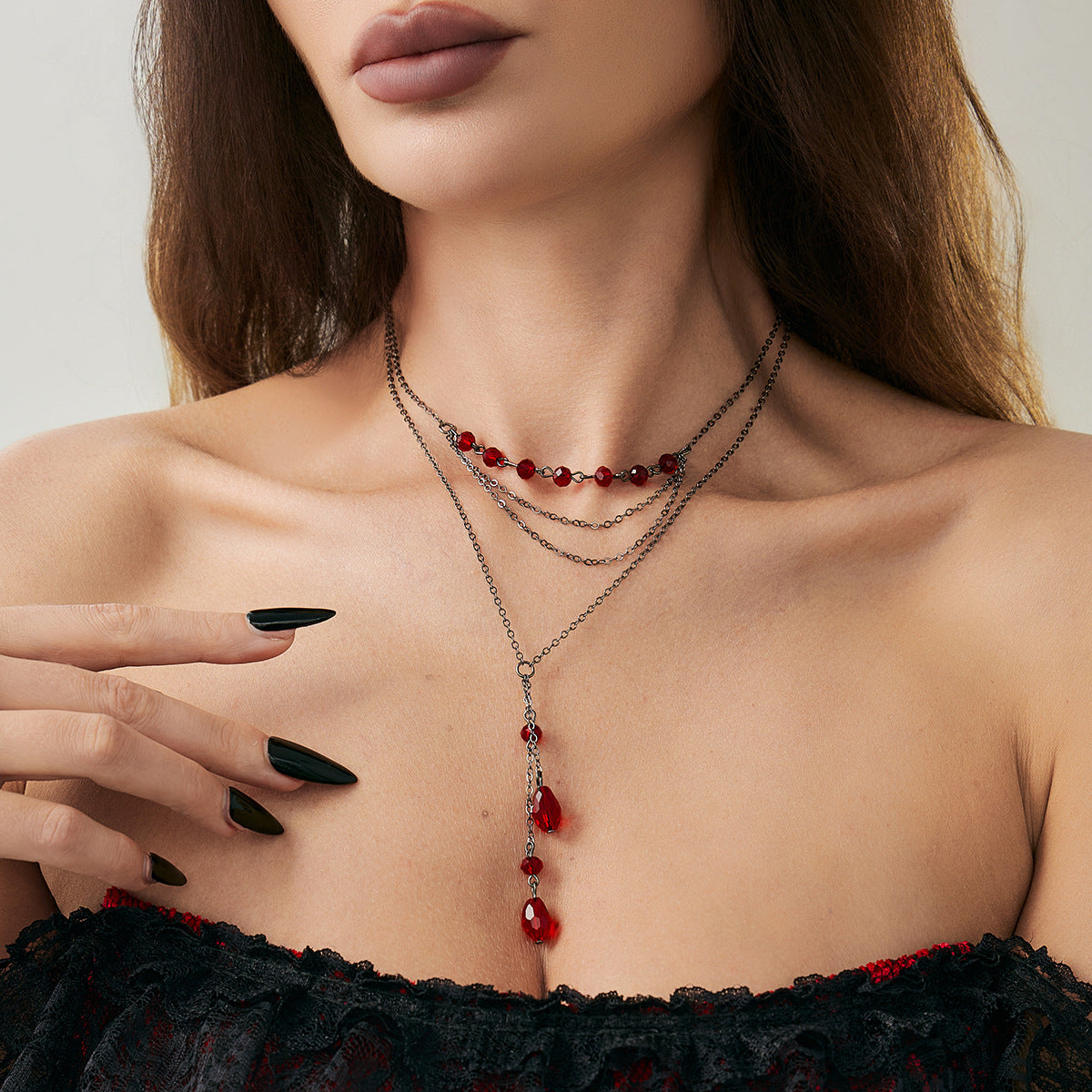 Gothic Blood-Drip Teardrop Necklace