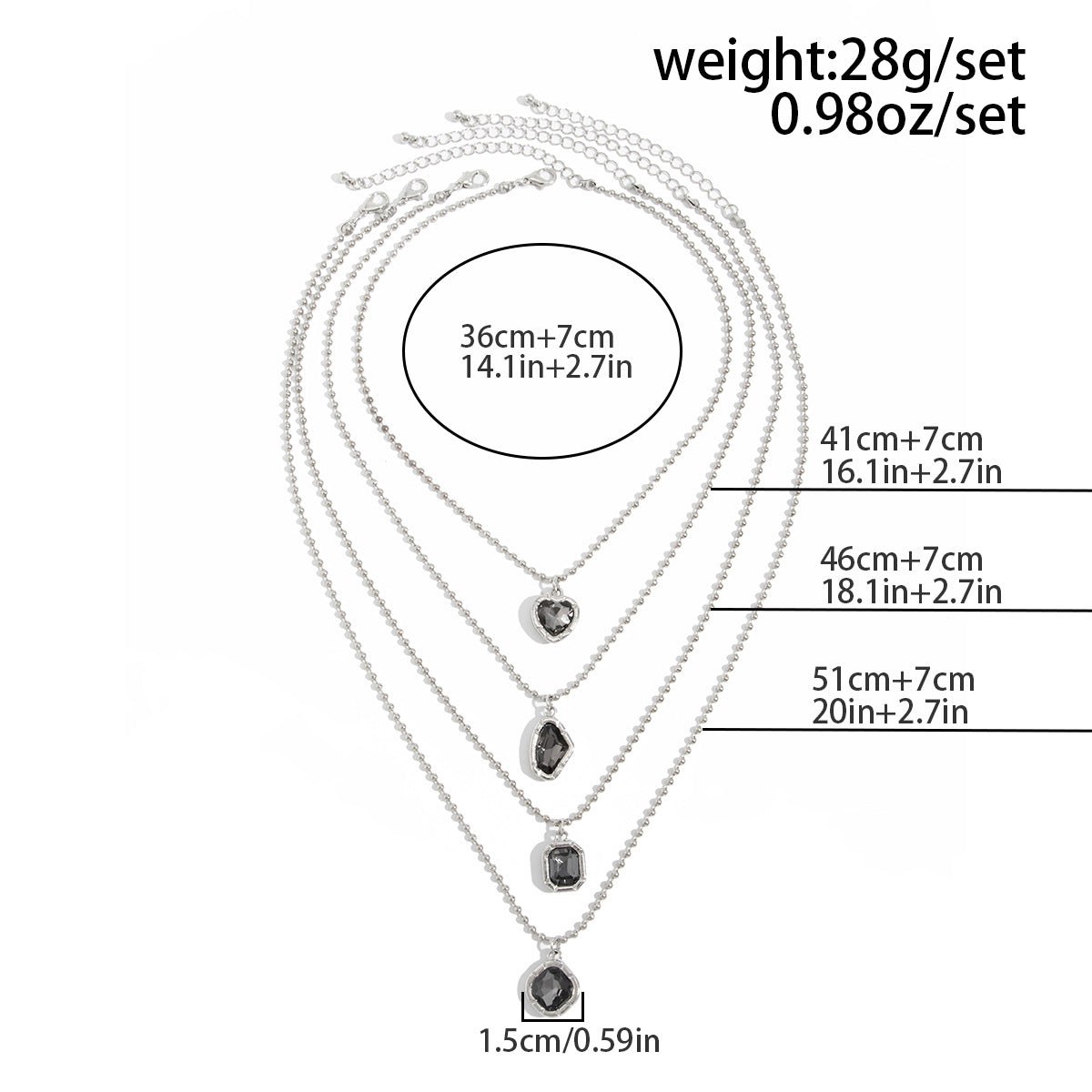 And Geometric Zircon Necklace Multi-Layer Creative Round Bead Thin Chain Necklace