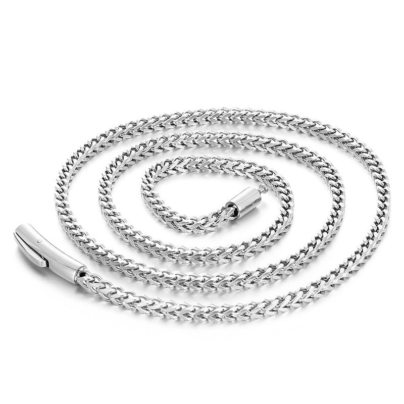 Trend 3mm Positive And Negative Keel Necklace, Hip-Hop Simple Electroplated Magnet Buckle Titanium