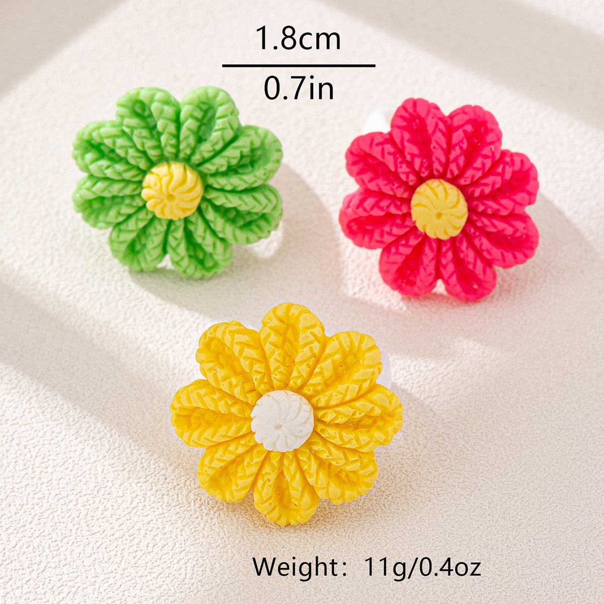 Personalized Color Resin Flower Ring Set for Women by Planderful