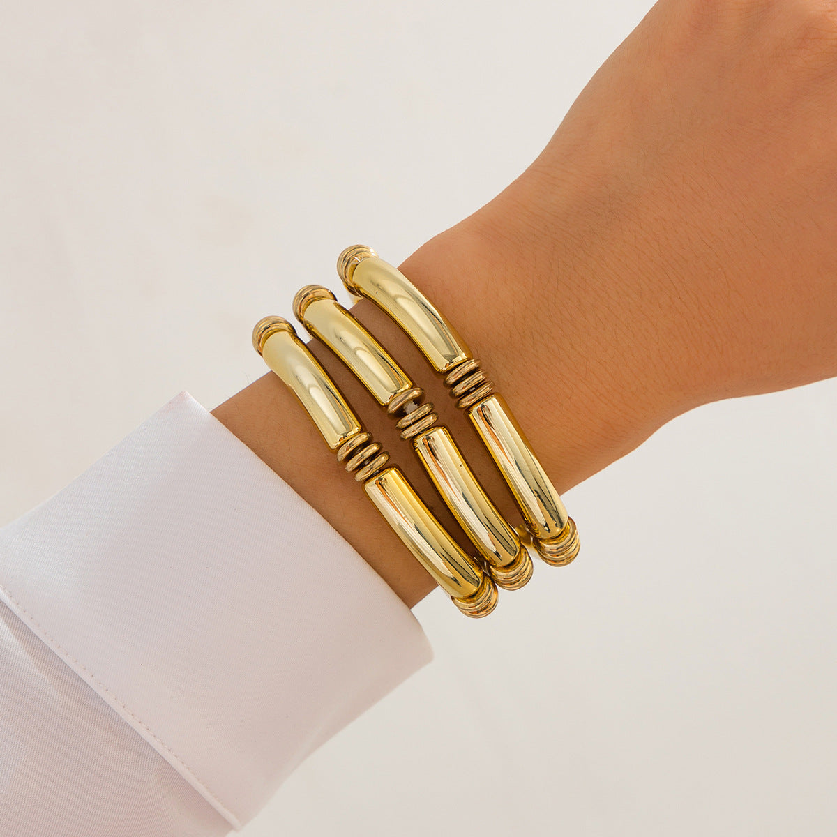 Planderful Vienna Verve Retro Beaded Elbow Bracelet Set For Women Geometric Statement Jewelry