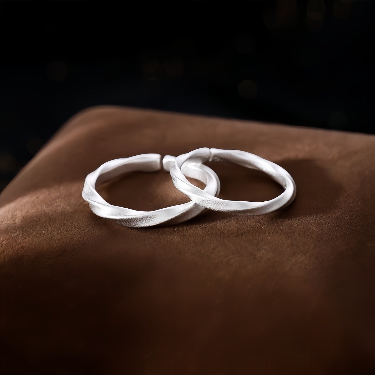 Planderful Mobius Ring Frosted Twist Unisex Sterling Silver S925 Adjustable Gift For Couples