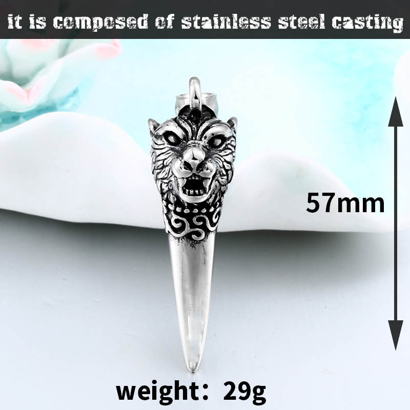 Retro Titanium Steel Wolf Tooth Pendant for Men - Wholesale Jewelry Collection