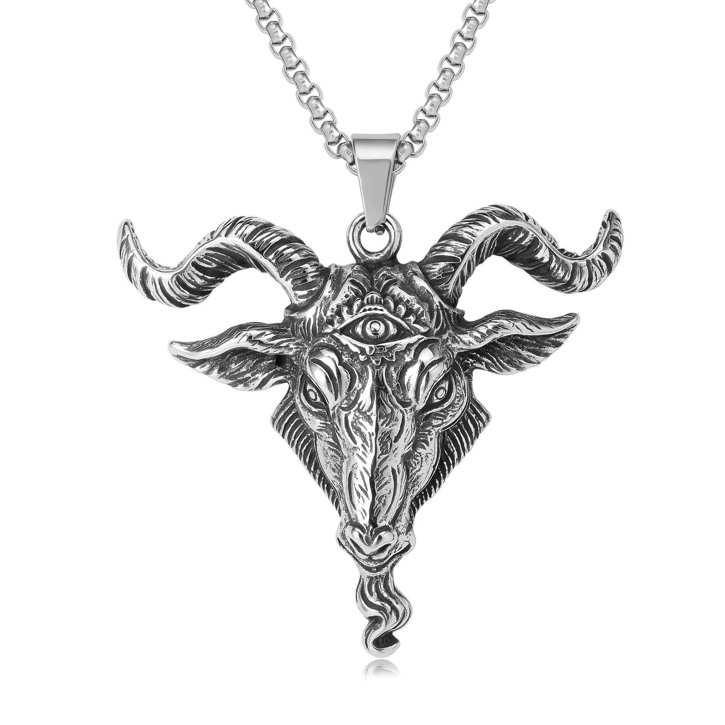 Planderful Titanium Steel Pendant For Men Unisex Devils Eye Protection Symbol Necklace