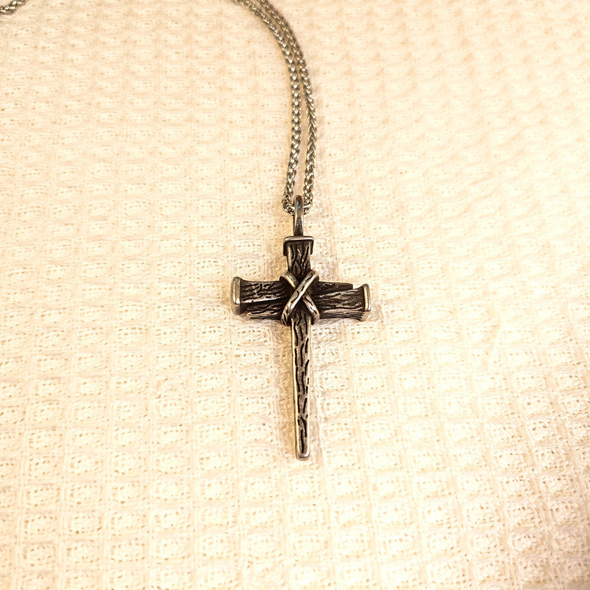 Revival Gothic Wooden Stake Cross Pendant – Men's Necklace Accessory