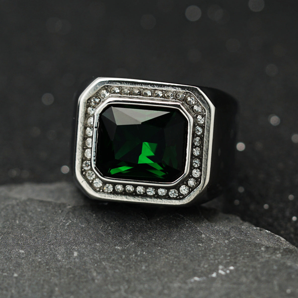 Planderful Personalized Men's Titanium Steel Ring With Zircon Inlay For Everyday Genie Style And Protection