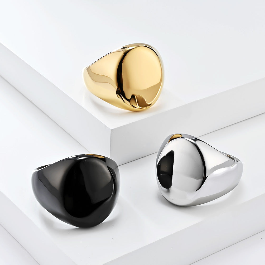 European and American Simple Large Smooth Seal Titanium Steel Ring Jewelry for Men