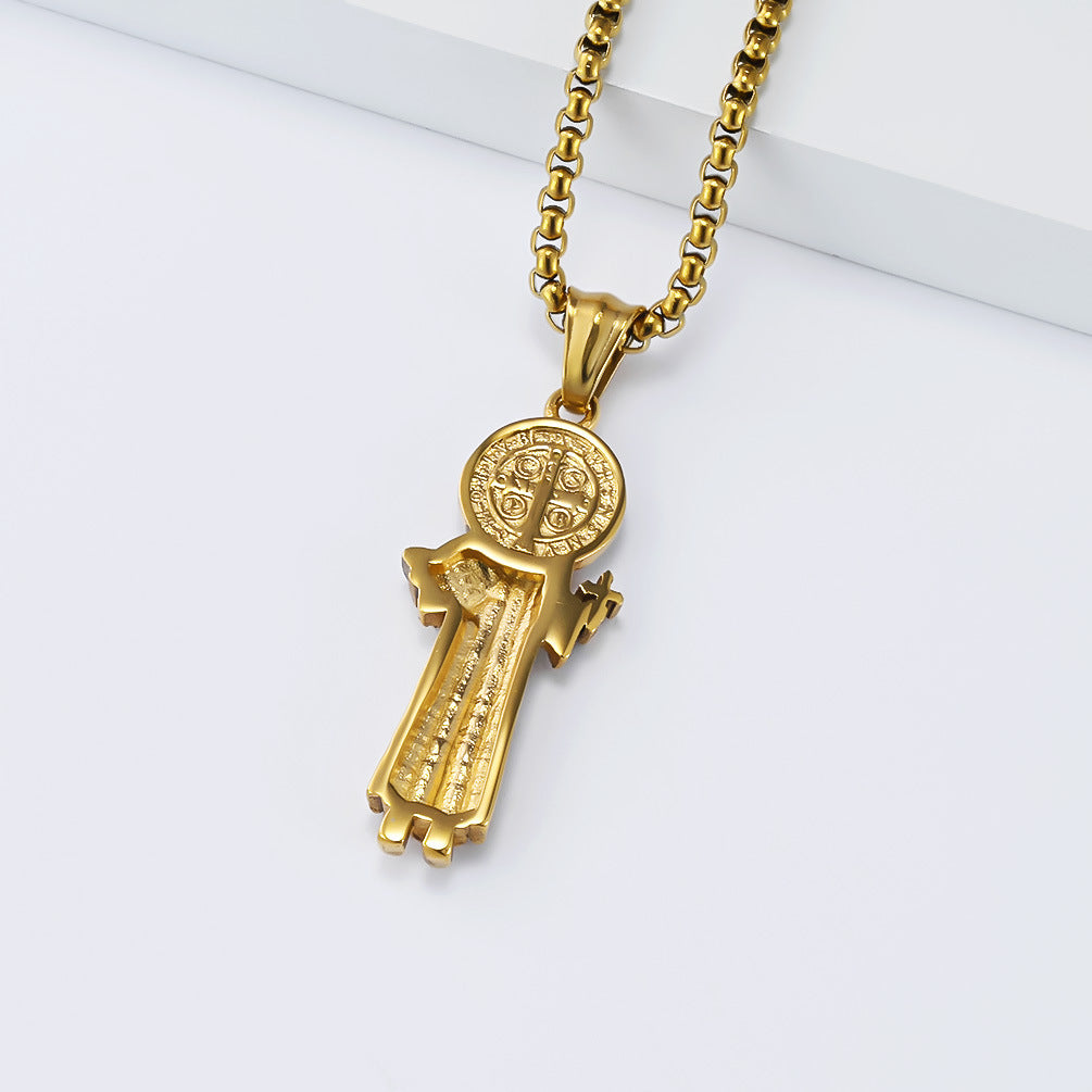 Saint Benedict Necklace Amulet Unisex Retro Stainless Steel Protection Pendant By Planderful Everyday Genie