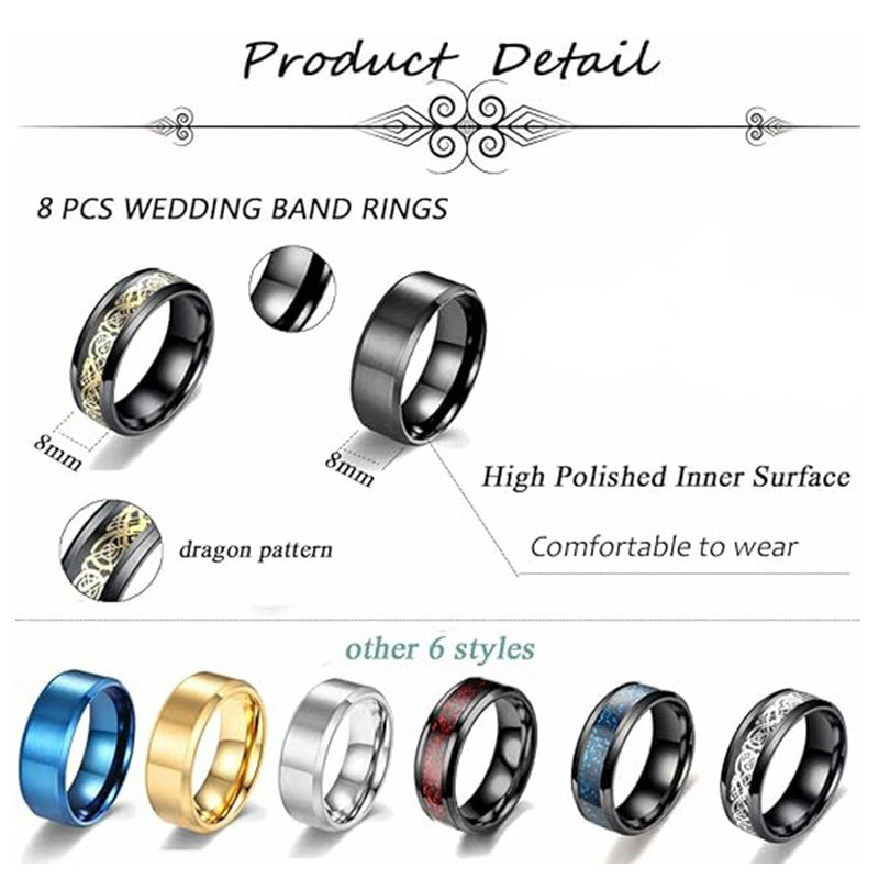Decompression Ring Set Titanium Steel Twelve Piece Unisex Planderful Everyday Genie For Stress Relief And Protection