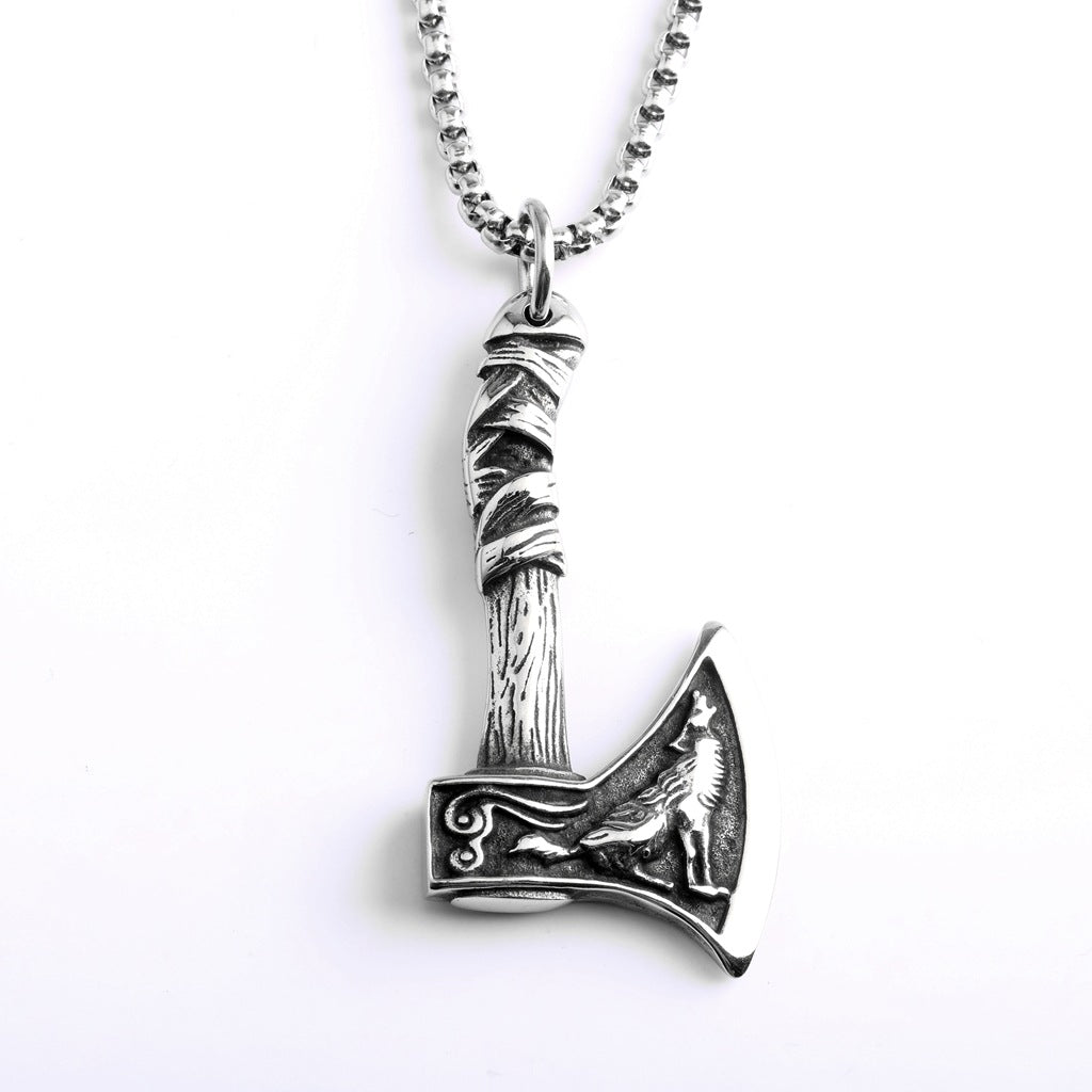 Vintage Wolf Stainless Steel Men's Pendant Necklace