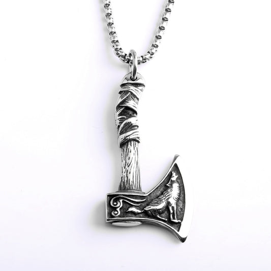 Vintage Wolf Stainless Steel Men's Pendant Necklace