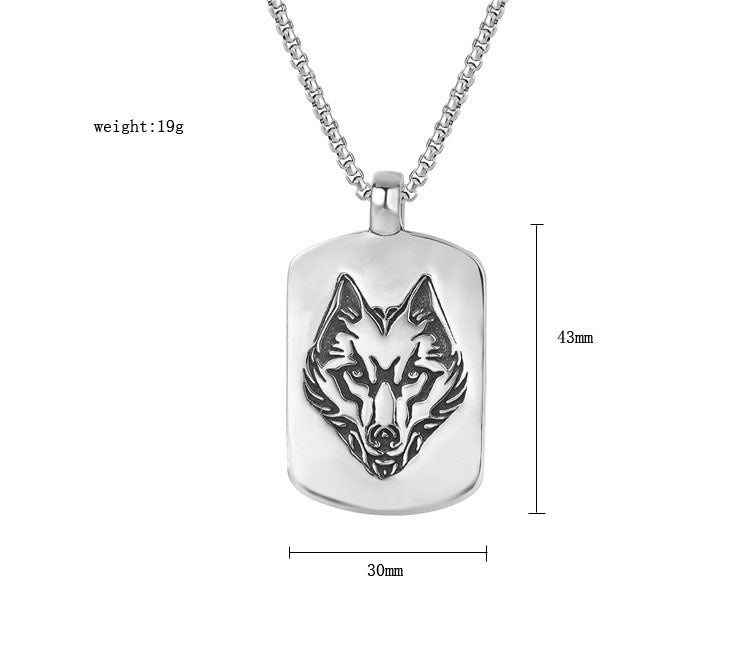 Planderful Prairie Wolf Head Pendant Necklace Titanium Steel Unisex Vintage Hip Hop Protection Statement Jewelry