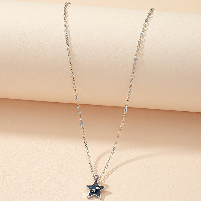 Enamel Moon Star Necklace with Luxury Design from Japan and South Korea