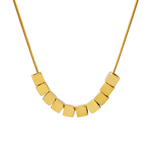 Geometric Square Pendant Necklace with 18K Gold Plating - Elegant Women's Jewelry