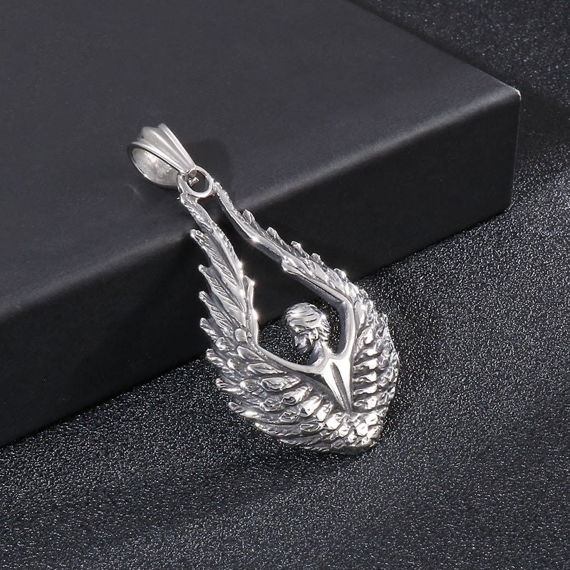 Urban Retro Angel Wings Titanium Steel Pendant for Him