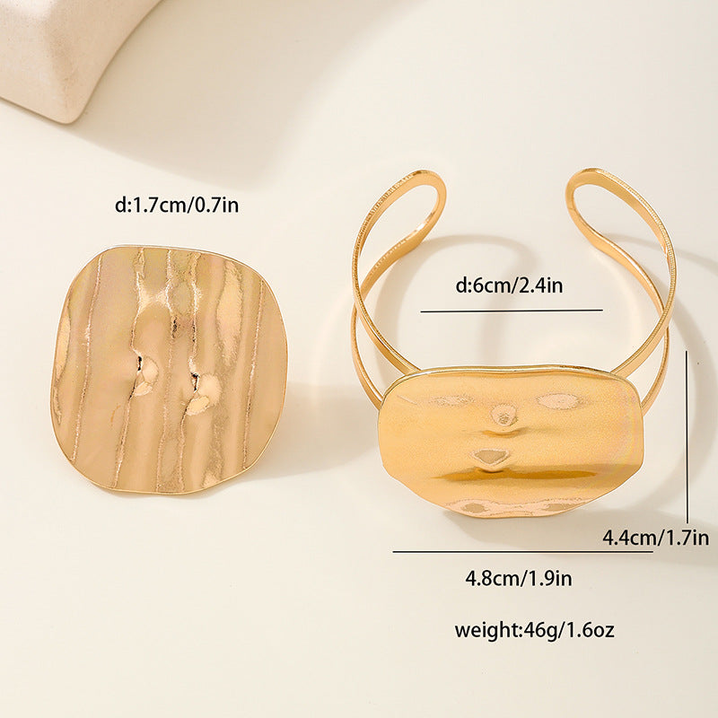 Geometric Love Bracelet and Ring Set for Women's Fashion