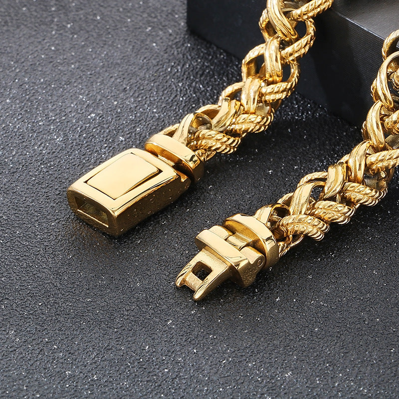 Planderful Titanium Steel Men Bracelet Twist Pattern Punk