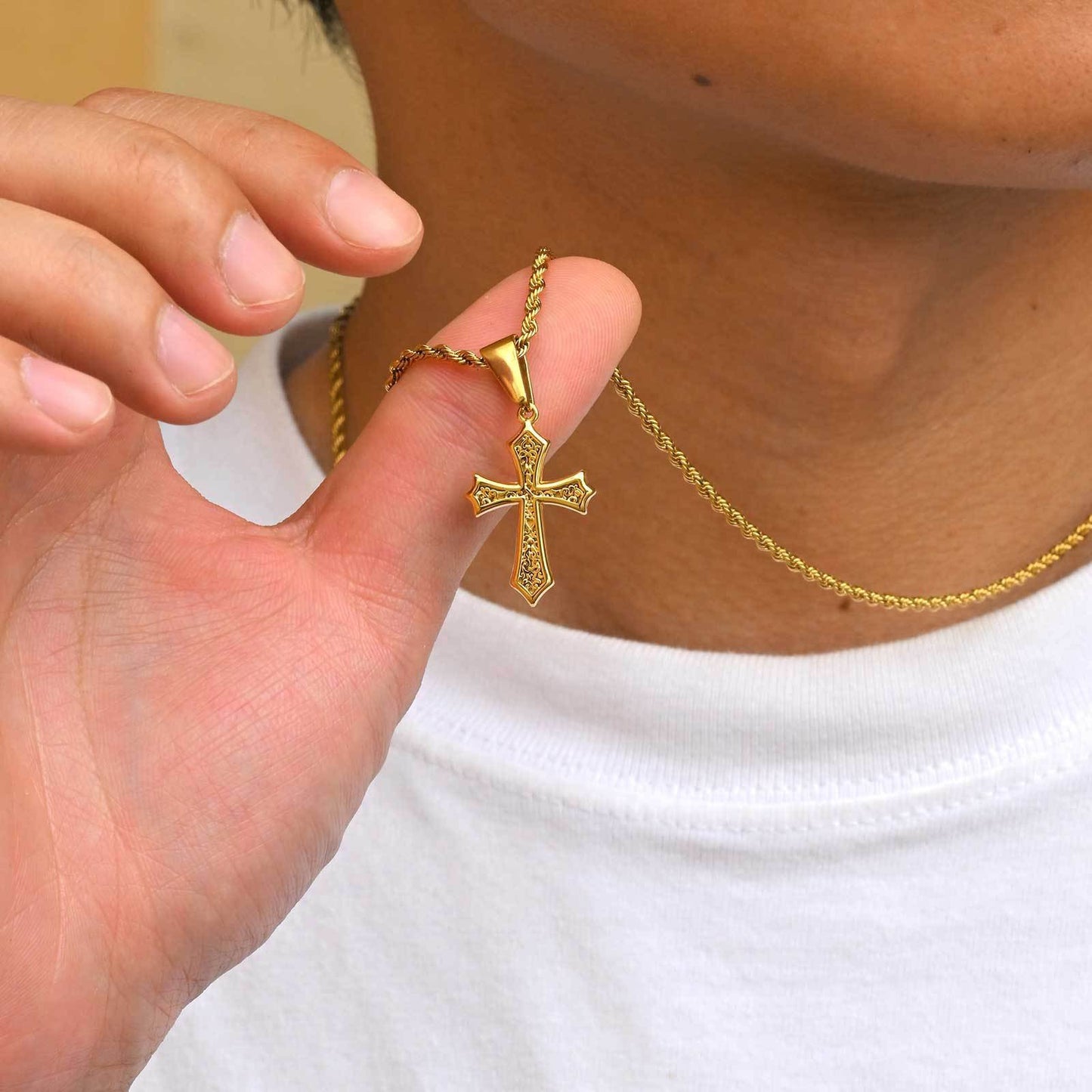 Titanium Steel Cross Pendant Necklace Unisex Luxury Versatile Design Planderful Everyday Genie