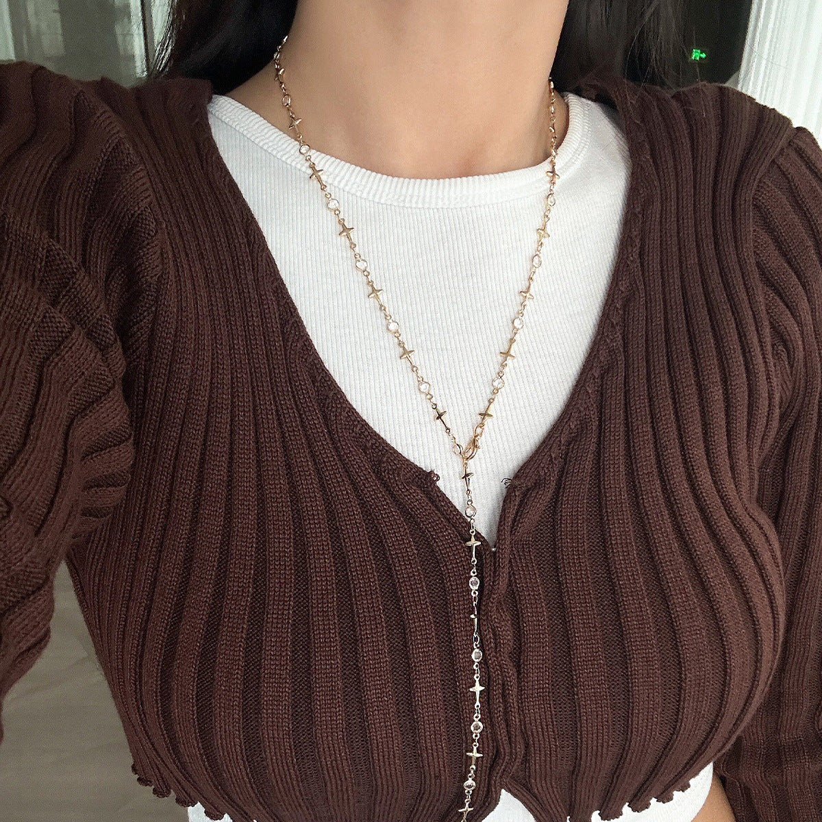 Cross & Star Tassel Layered Long Necklace