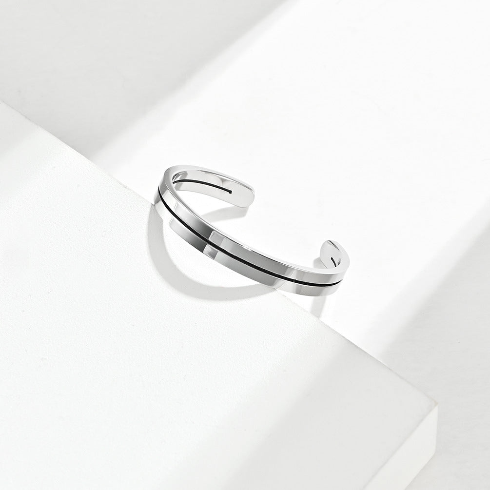 Simple Hollow Lines Titanium Steel Ring for Men and Women
