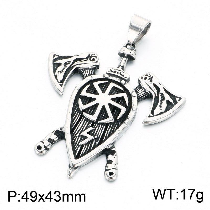 Viking Weapon Element Pendant Punk Street Double Knife Skull Baseball Bat Skull Necklace