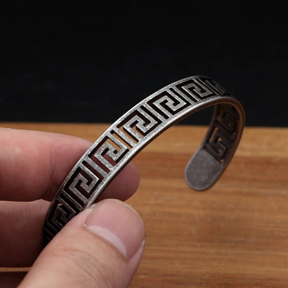 Engraving Texture Stainless Steel Men's Bracelet