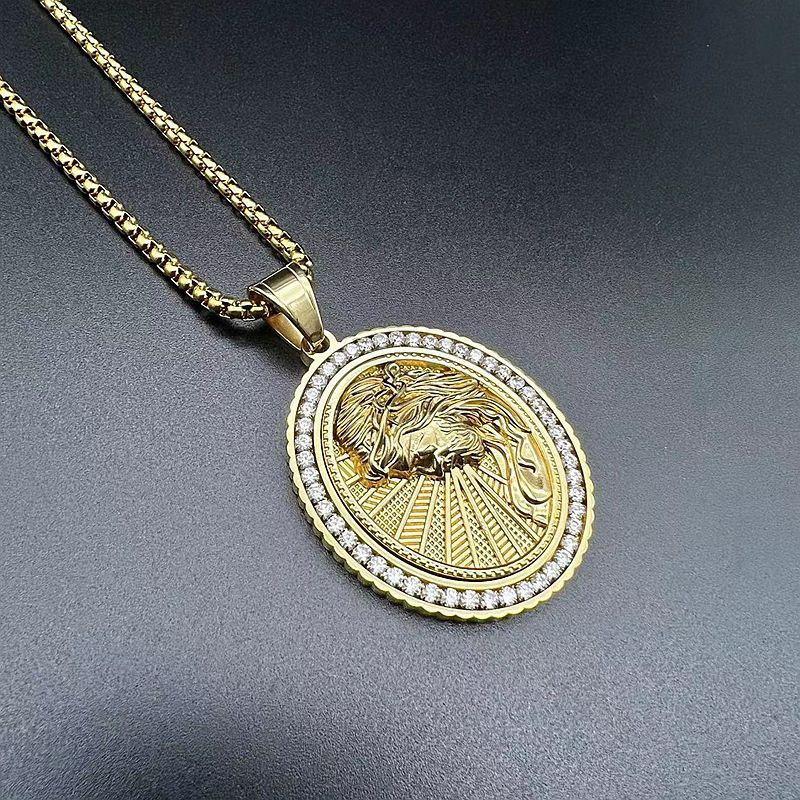 Steel Necklace – Statement Religious Figure Pendant