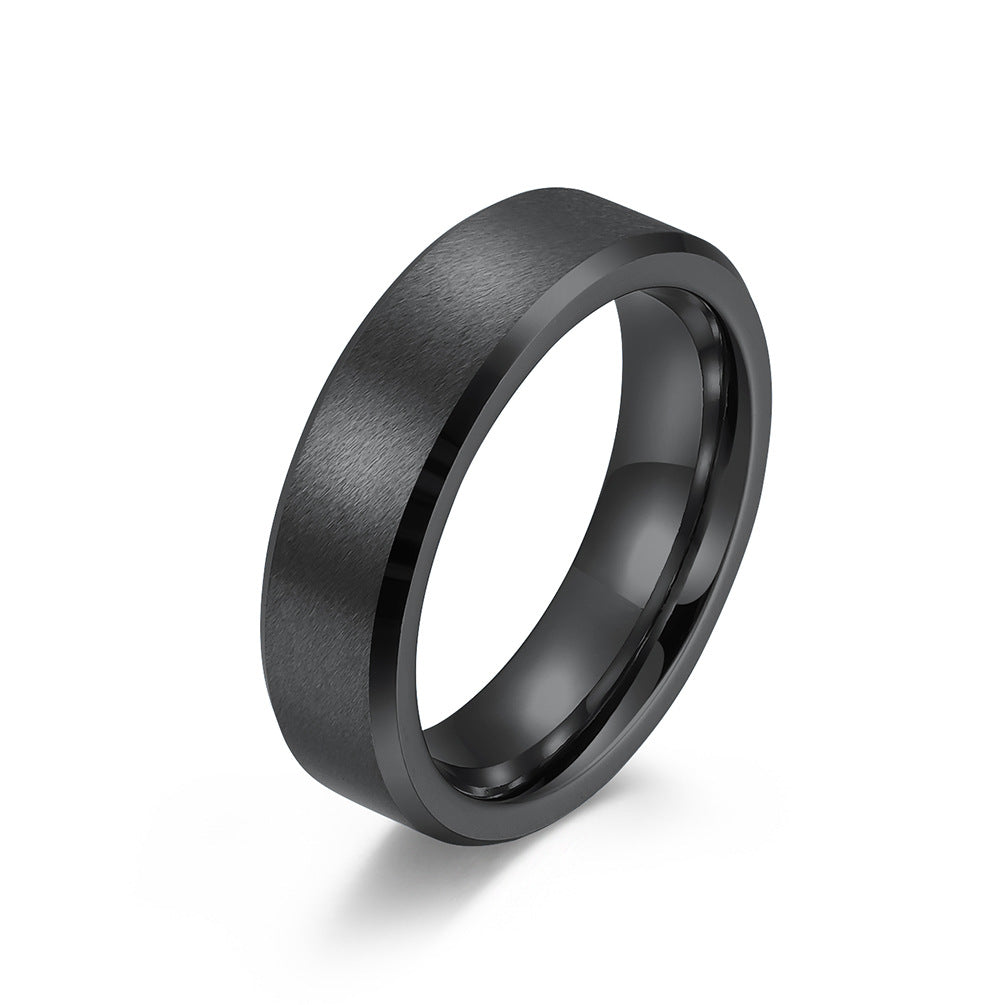 Stylish Black Matte Tungsten Steel Ring for Men 6/8/10mm