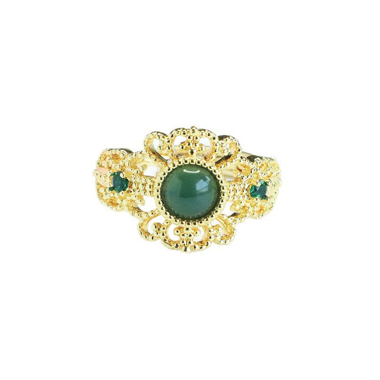Blue-Water Jadeite Patterned Ring