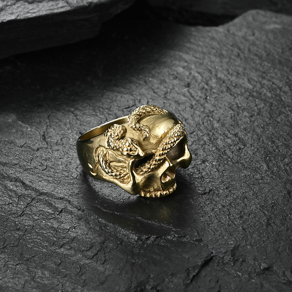 European and American Hiphop Viper Skull Ring for Men