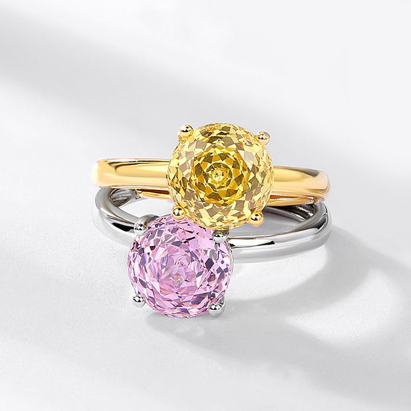 S925 Sterling Silver Zircon Rose Four-Prong Ring