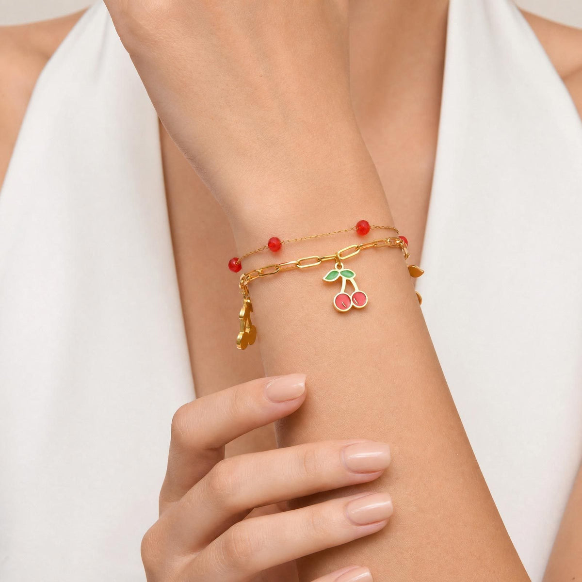 Korean Version Wind Cherry Stainless Steel Bracelet
