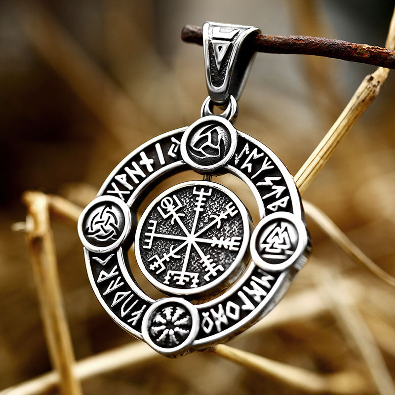 Stainless Steel Viking Totem Letter Pendant – Flippable Titanium Steel Men's Pendant Necklace