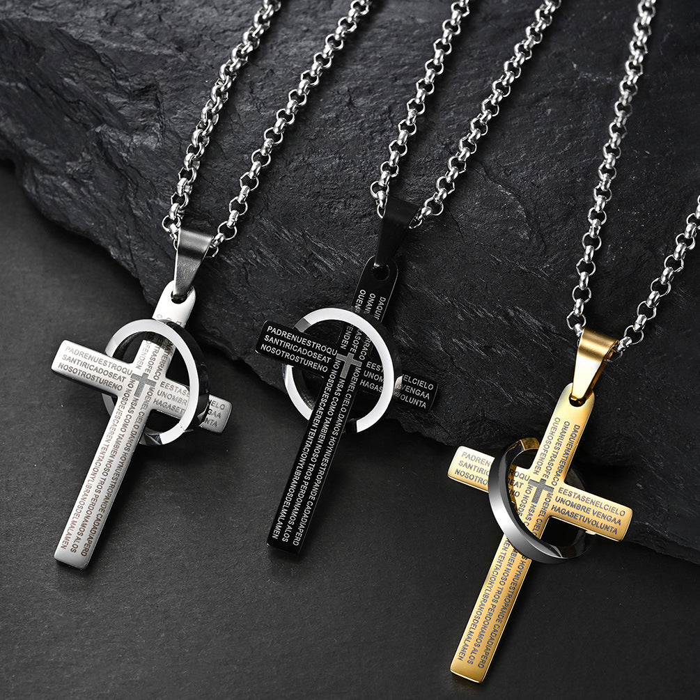 Planderful Titanium Steel Cross Necklace For Streetwear Fans Versatile Everyday Genie Pendant