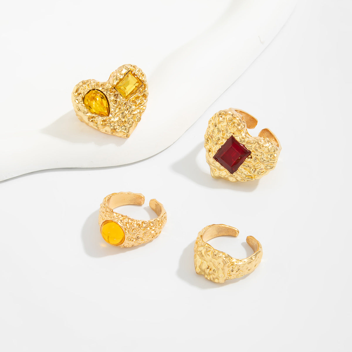Planderful Vienna Verve Lava Love Ring For Women Geometric Zircon Statement Jewelry
