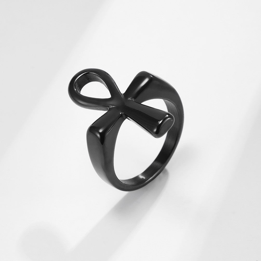 Ancient Egyptian Stainless Steel Anka Cross Ring for Men