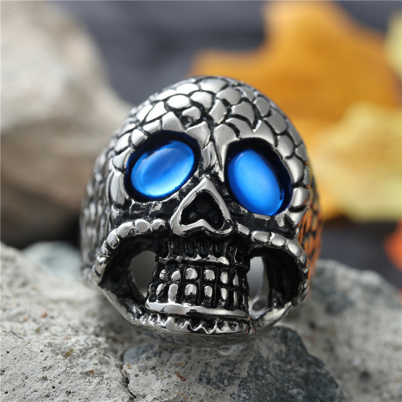 Multi-Color Titanium Steel Skull Ring for Men - Retro Hipster Punk Style